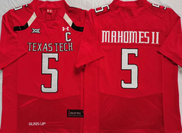 Men Texas Tech Red Raiders #5 Mahomes ii Red 2025 Limited NCAA Jersey->more ncaa teams->NCAA Jersey